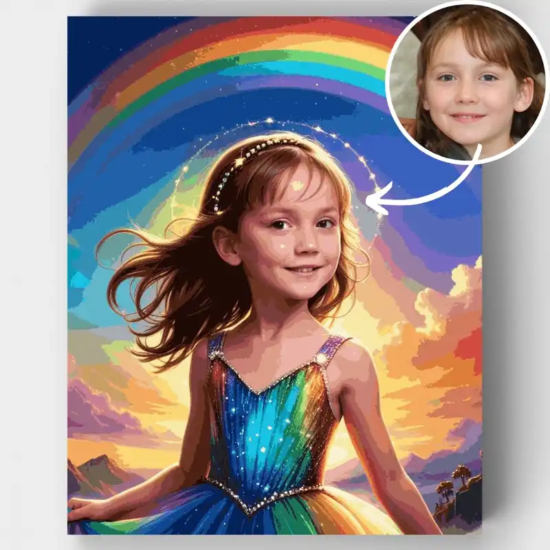 Liquidación Princesa Arcoíris - Kit de pintar por números - Lienzo Enrollado / 24 Colores