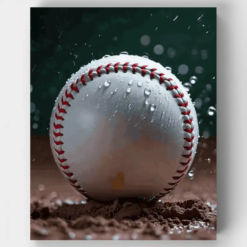 Béisbol en la Lluvia - Kit de pintar por números - Lienzo Enrollado / 24 Colores Barato