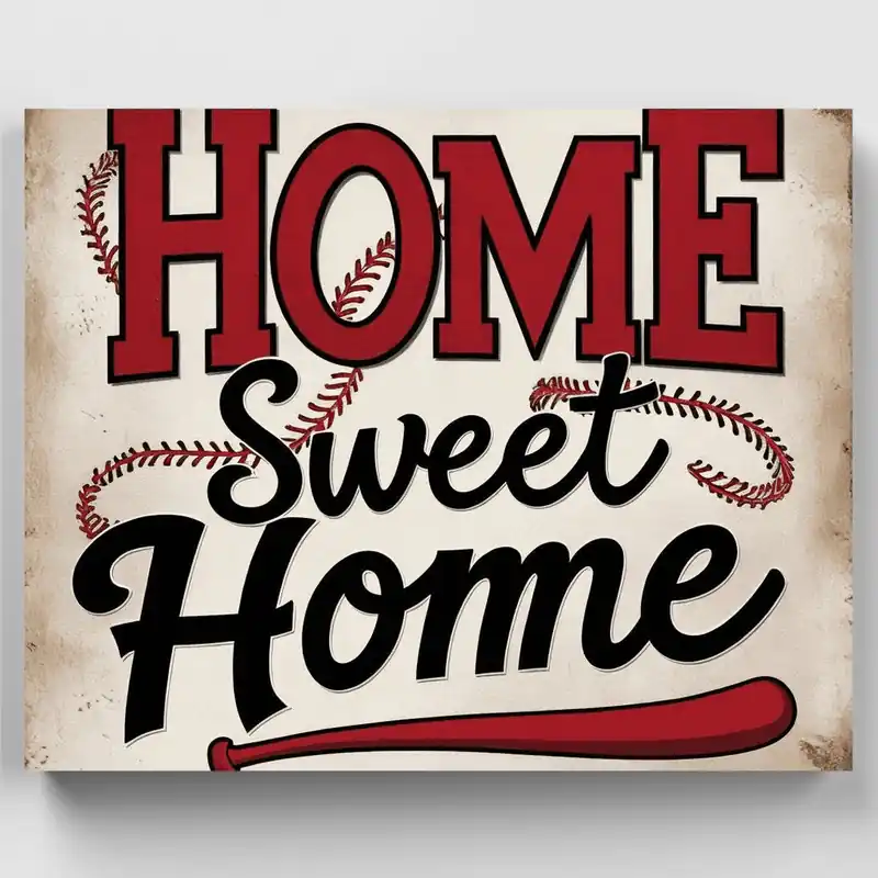 Home Sweet Home Baseball - Kit de pintar por números - Lienzo Enrollado / 24 Colores Ordena Ya
