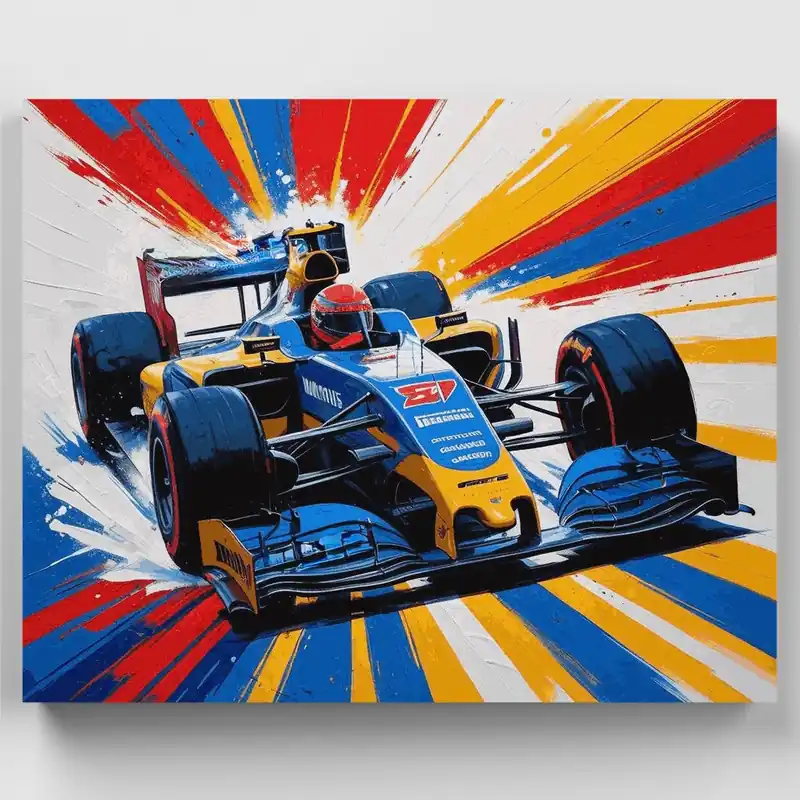 Coche de Carreras Energético - Kit de pintar por números - Lienzo Enrollado / 24 Colores Artesanal