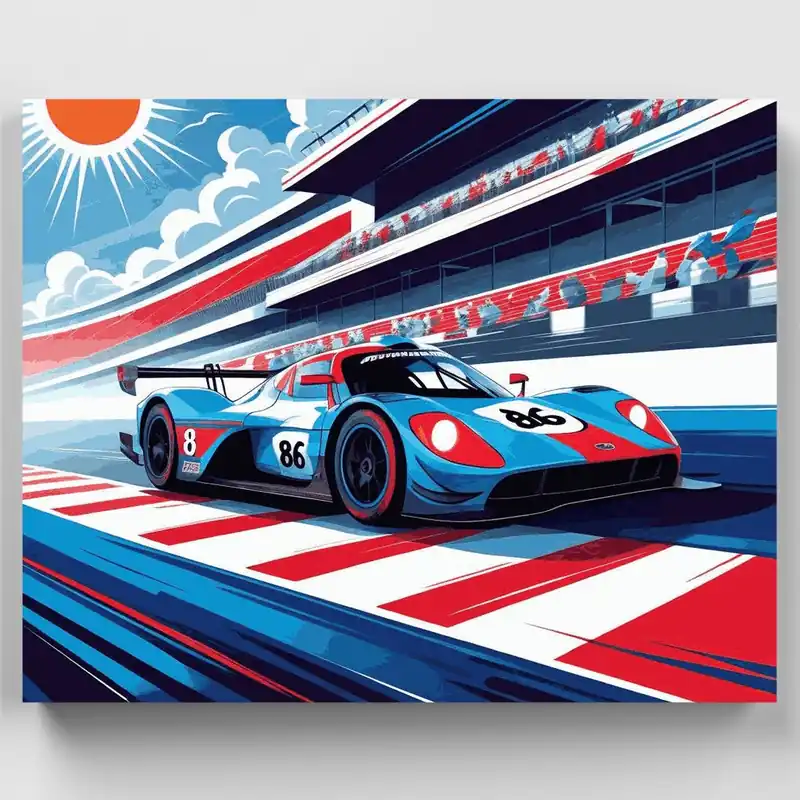 Coche de Carreras en Pista - Kit de pintar por números - Lienzo Enrollado / 24 Colores Venta Final