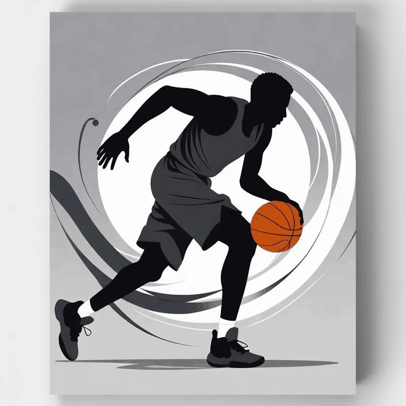 Compra Ahora Jugador de Baloncesto Dinámico - Kit de pintar por números - Lienzo Enrollado / 24 Colores