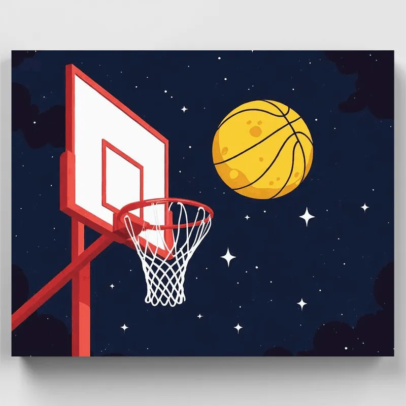 Certificado Baloncesto Cósmico - Kit de pintar por números - Lienzo Enrollado / 24 Colores