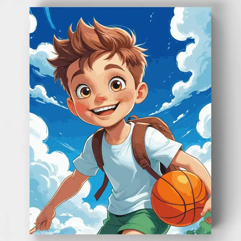 Aventura Alegre de Baloncesto - Kit de pintar por números - Lienzo Enrollado / 24 Colores Ordenar Ahora Mismo