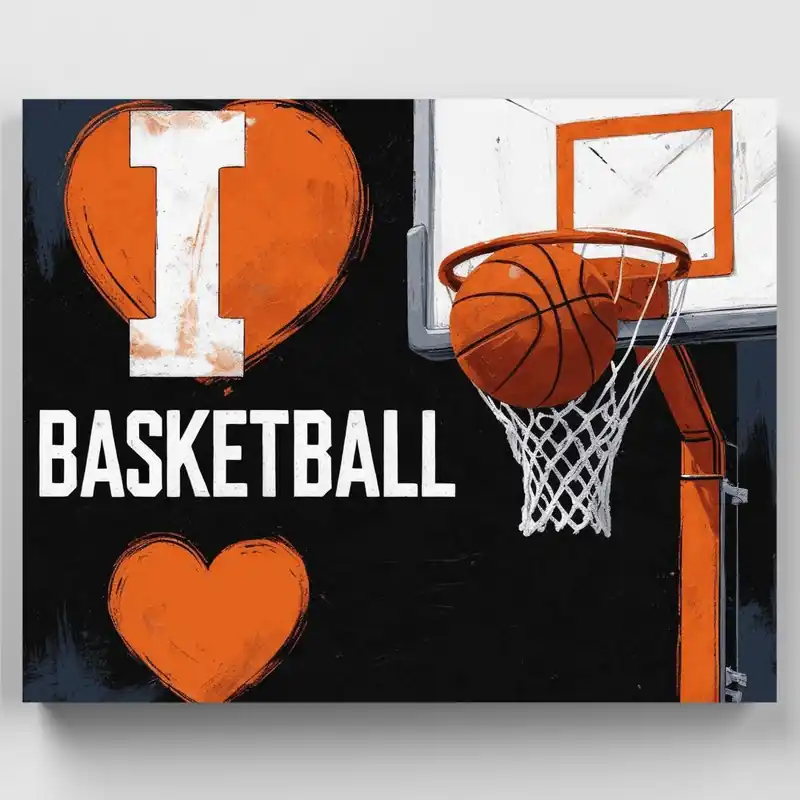 Precio Bajo Illinois Basketball Love - Kit de pintar por números - Lienzo Enrollado / 24 Colores