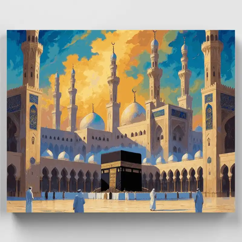 Majestuosa Kaaba en La Meca - Kit de pintar por números - Lienzo Enrollado / 24 Colores No Te Lo Pierdas