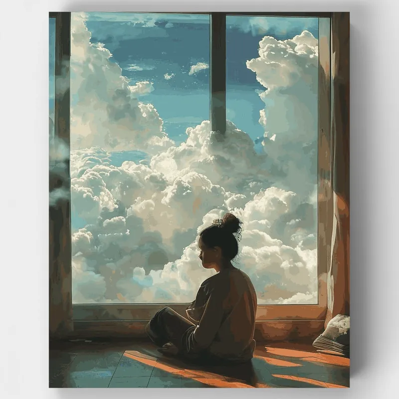 Precio De Fábrica Soñador junto a la Ventana - Kit de pintar por números - Lienzo Enrollado / 24 Colores