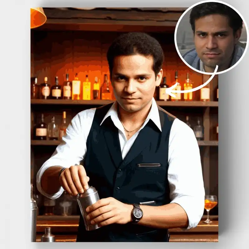 Bartender Profesional - Kit de pintar por números - Lienzo Enrollado / 24 Colores Auténtico