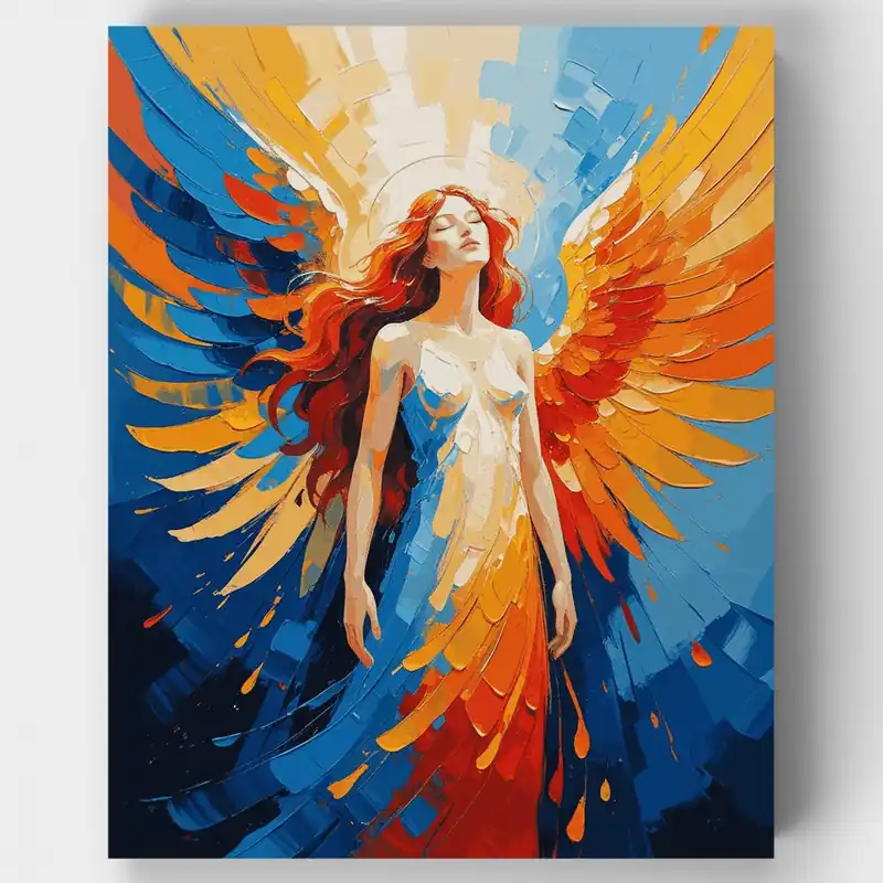 Descuento Ángel con Alas de Fuego - Kit de pintar por números - Lienzo Enrollado / 24 Colores