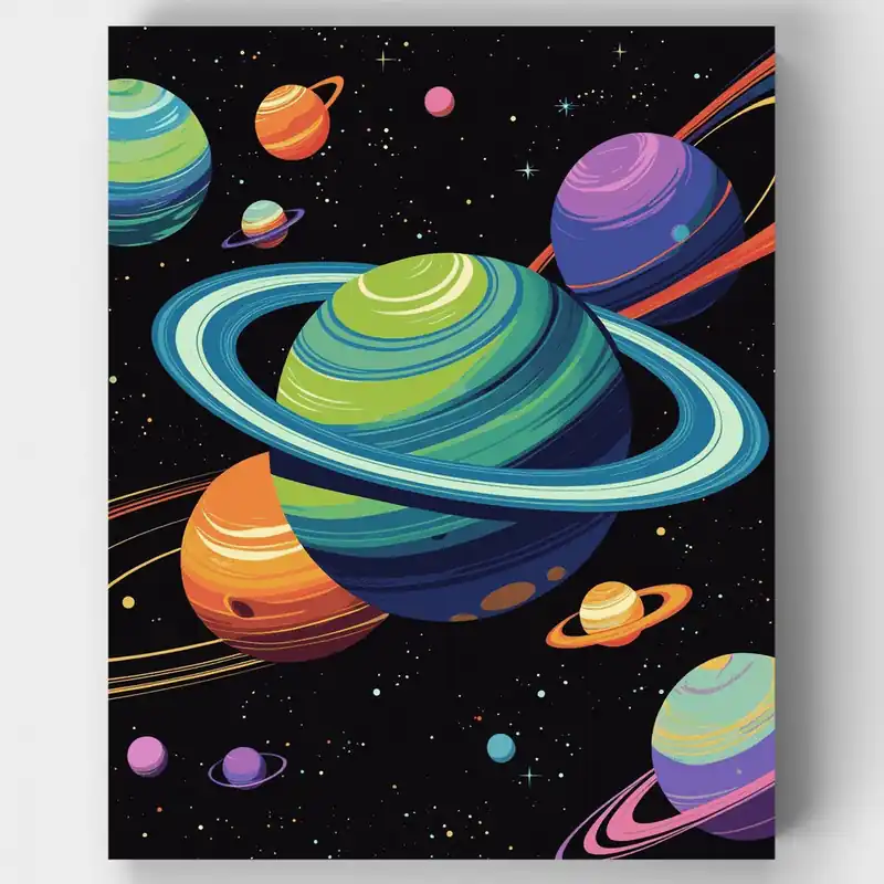 Planetas Coloridos - Kit de pintar por números - Lienzo Enrollado / 24 Colores Oferta De Temporada