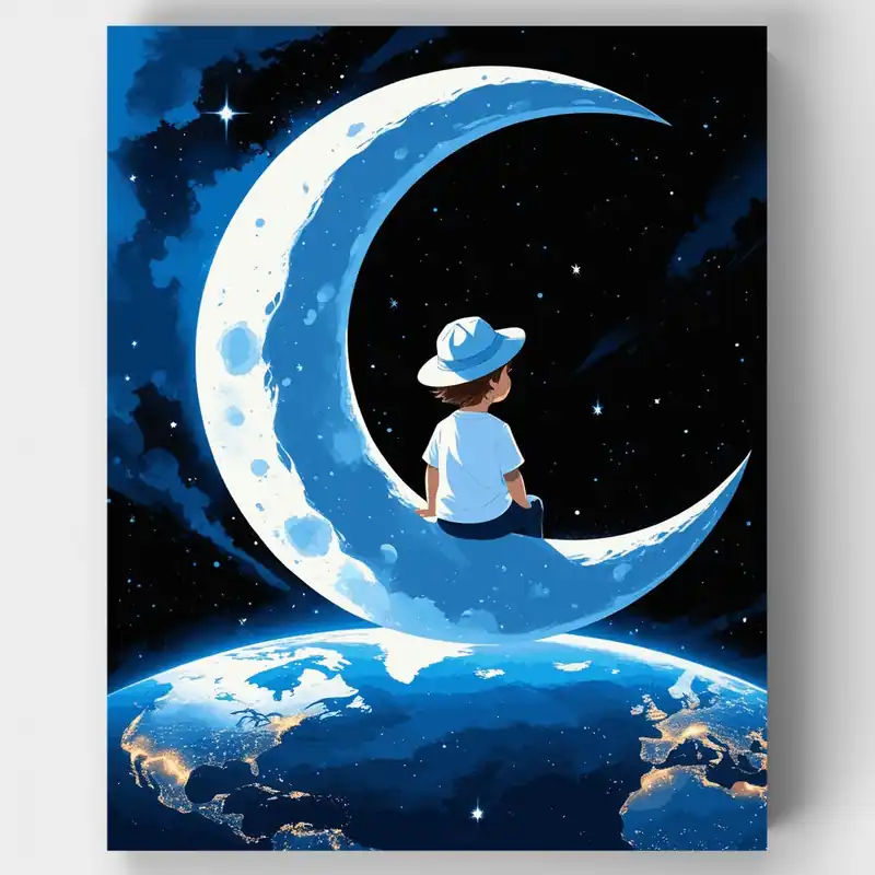 Garantía Incluida Soñador Contemplador de la Luna - Kit de pintar por números - Lienzo Enrollado / 24 Colores