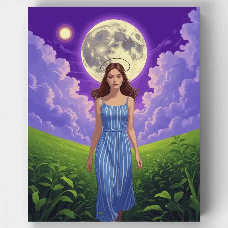 Diosa a la Luz de la Luna - Kit de pintar por números - Lienzo Enrollado / 24 Colores Última Versión