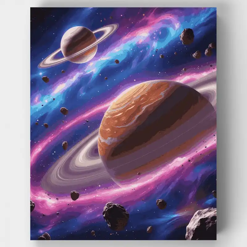 Precio Reducido Gigantes Gaseosos Cósmicos - Kit de pintar por números - Lienzo Enrollado / 24 Colores