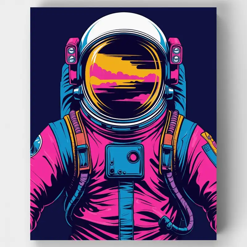Astronauta Retro - Kit de pintar por números - Lienzo Enrollado / 24 Colores Comprar En Línea