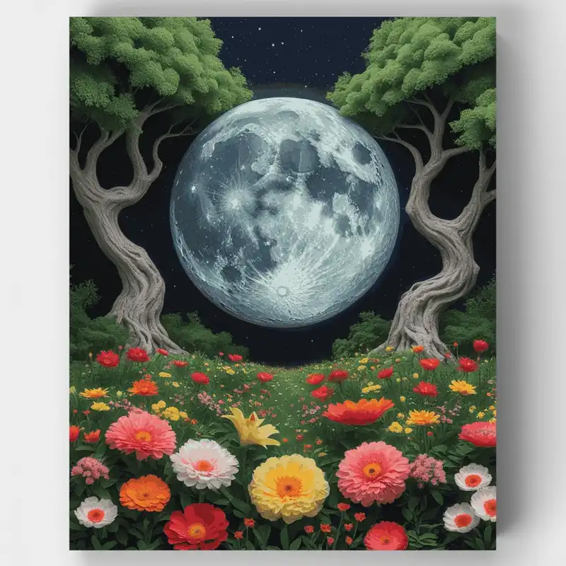 Prado a la Luz de la Luna - Kit de pintar por números - Lienzo Enrollado / 24 Colores Profesional