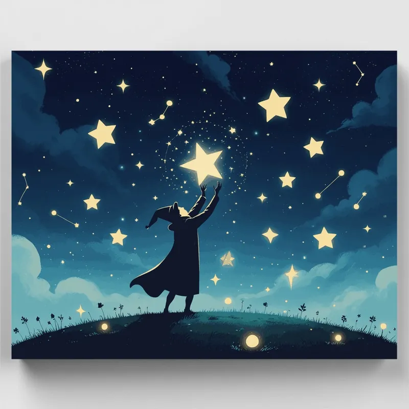 Alcanzando las Estrellas - Kit de pintar por números - Lienzo Enrollado / 24 Colores Exclusivo