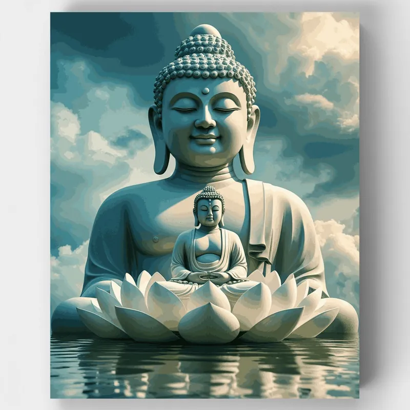 Buddha Loto Meditación - Kit de pintar por números - Lienzo Enrollado / 24 Colores Compra Ahora