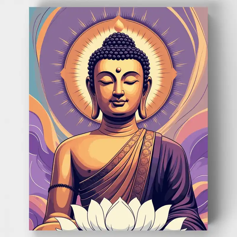 Buddha Meditación - Kit de pintar por números - Lienzo Enrollado / 24 Colores Premium