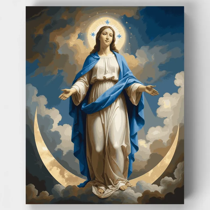 Exclusivo Nuestra Señora de la Inmaculada Concepción - Kit de pintar por números - Lienzo Enrollado / 24 Colores