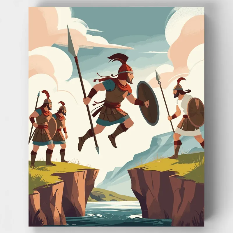 Batalla de Guerreros Antiguos - Kit de pintar por números - Lienzo Enrollado / 24 Colores Bestseller