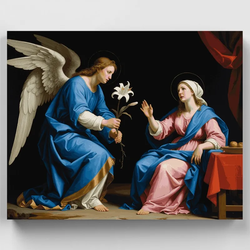 La Anunciación - Kit de pintar por números - Lienzo Enrollado / 24 Colores Garantía De Devolución De Dinero