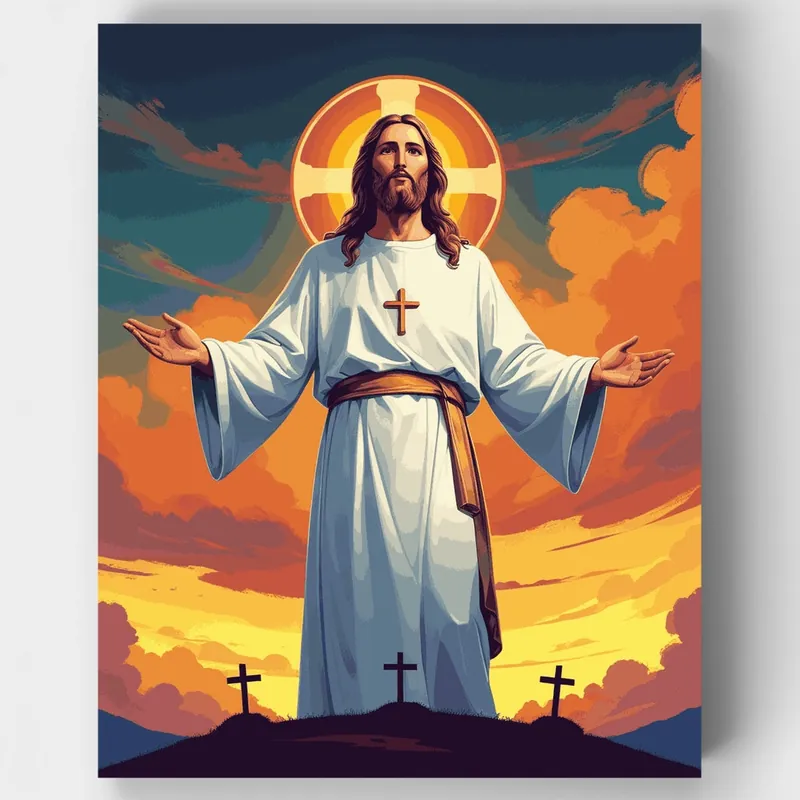 Cristo Resucitado con Halo - Kit de pintar por números - Lienzo Enrollado / 24 Colores Oferta
