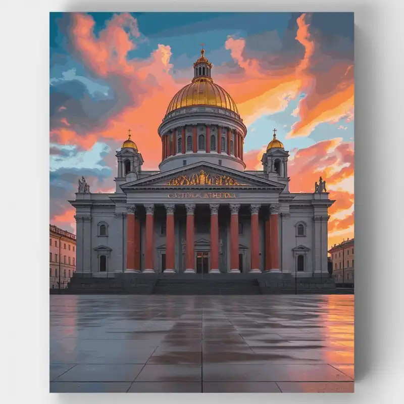 Catedral de San Isaac al Atardecer - Kit de pintar por números - Lienzo Enrollado / 24 Colores Compra Hoy