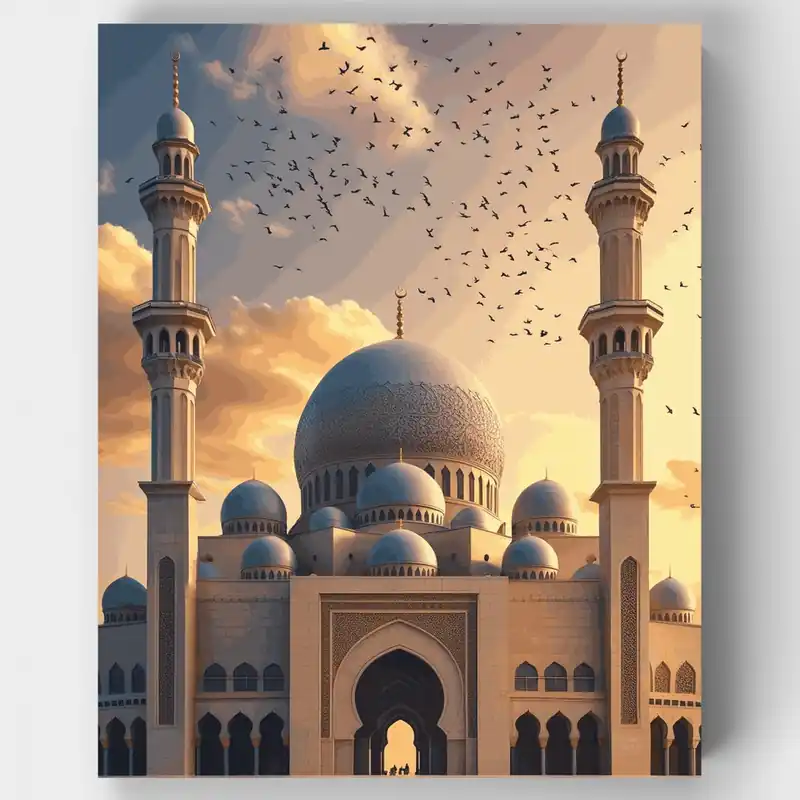 Envío Exprés Gran Mezquita al Atardecer - Kit de pintar por números - Lienzo Enrollado / 24 Colores