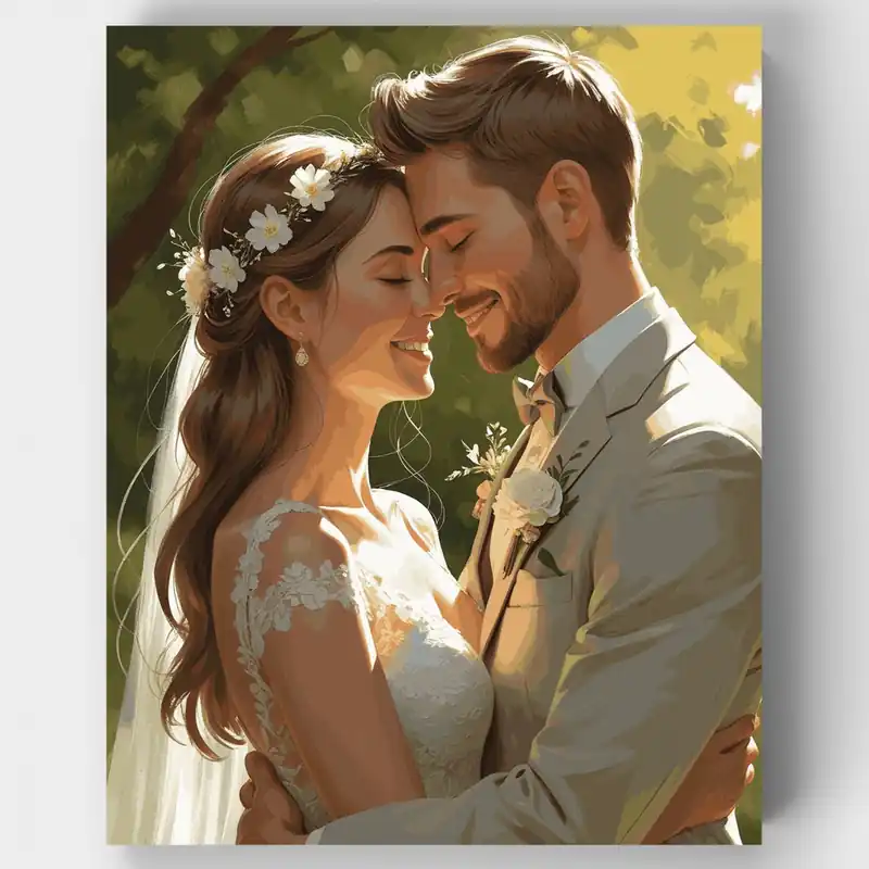 Abrazo de Pareja de Boda - Kit de pintar por números - Lienzo Enrollado / 24 Colores Venta Final