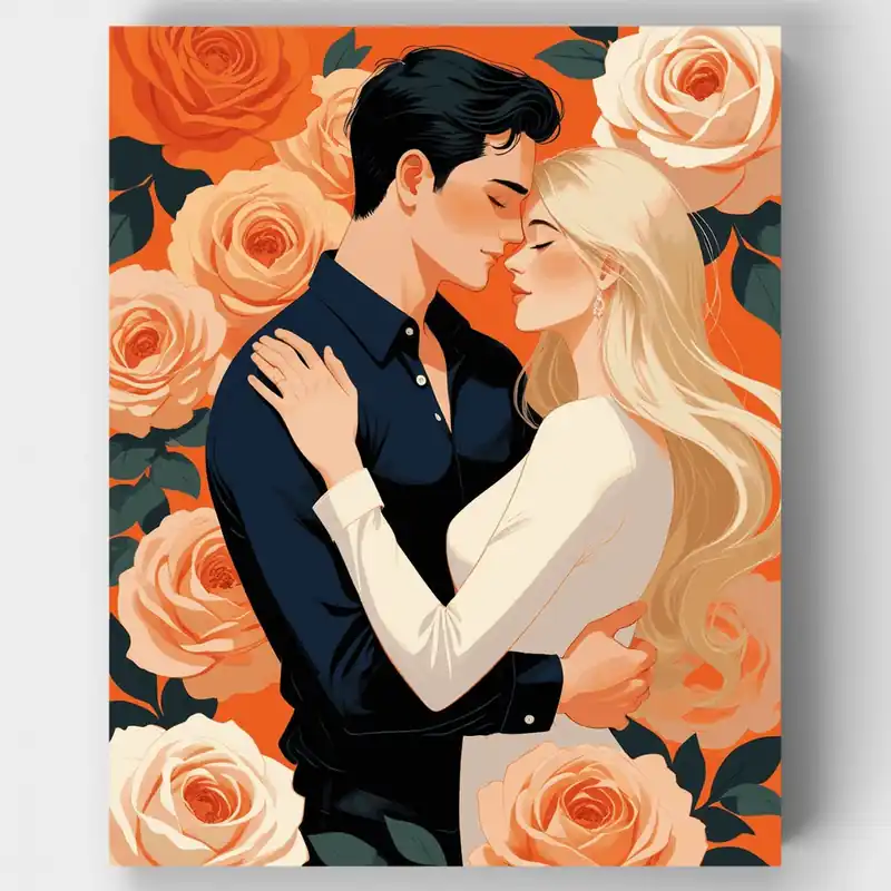 Abrazo Romántico - Kit de pintar por números - Lienzo Enrollado / 24 Colores Pedido Al Por Mayor