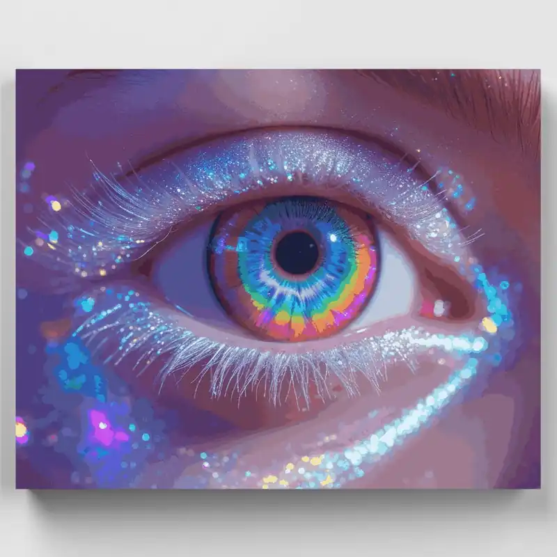 Garantía De Devolución De Dinero Ojo Cósmico Arcoíris - Kit de pintar por números - Lienzo Enrollado / 24 Colores