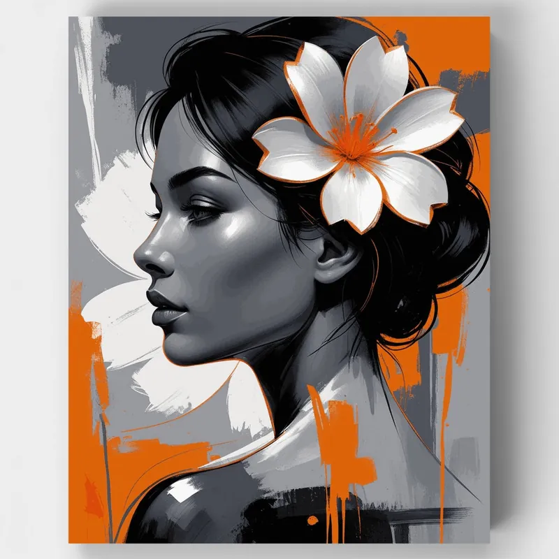 Más Vendido Retrato Elegante de Flores - Kit de pintar por números - Lienzo Enrollado / 24 Colores