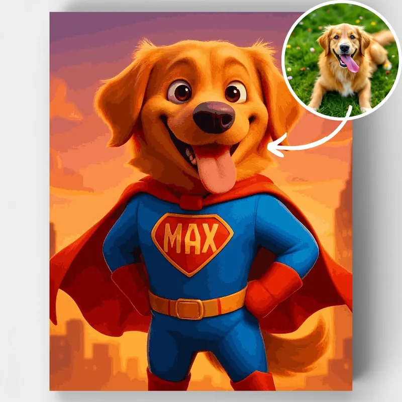 Alta Calidad Súper Mascota Héroe - Kit de pintar por números - Lienzo Enrollado / 24 Colores