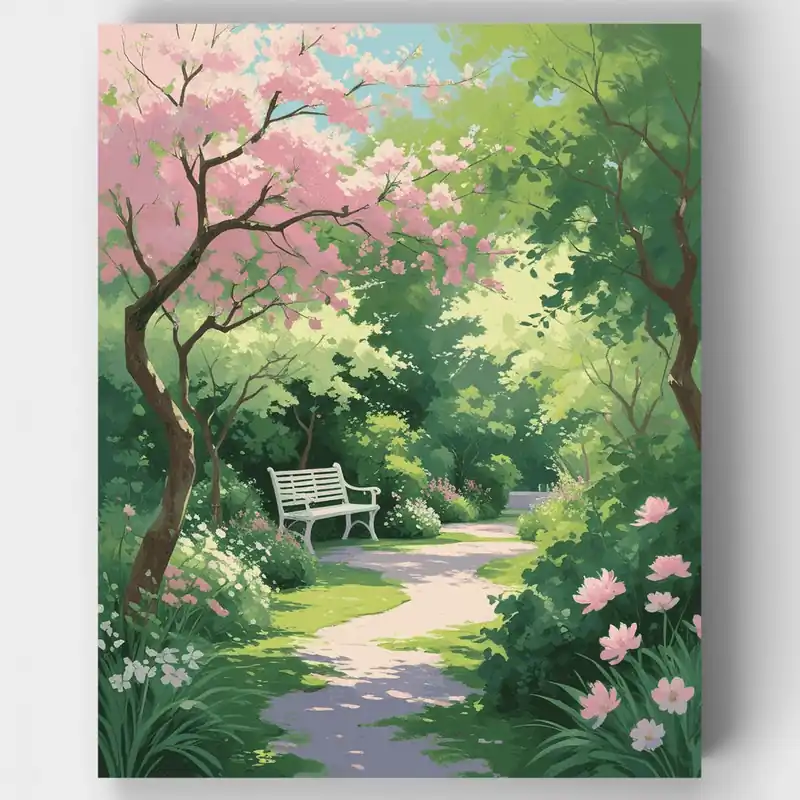 Jardín Primaveral Tranquilo - Kit de pintar por números - Lienzo Enrollado / 24 Colores Ordenar Ahora Mismo