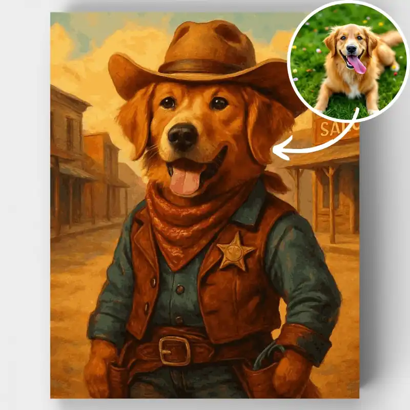 Económico Sheriff Occidental Mascota - Kit de pintar por números - Lienzo Enrollado / 24 Colores