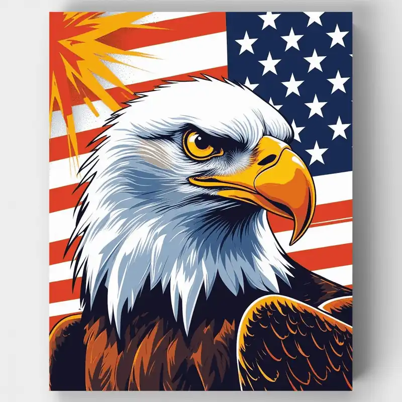 Águila Americana Patriótica - Kit de pintar por números - Lienzo Enrollado / 24 Colores Envío Gratis