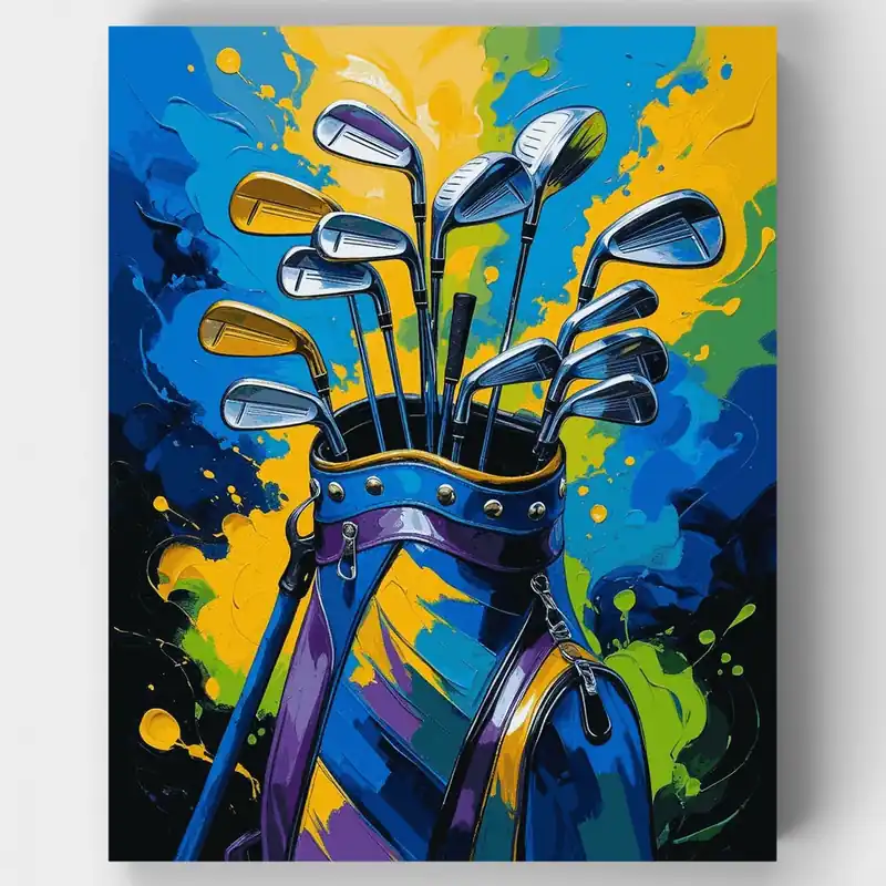 Premium Colección Colorida de Palos de Golf - Kit de pintar por números - Lienzo Enrollado / 24 Colores
