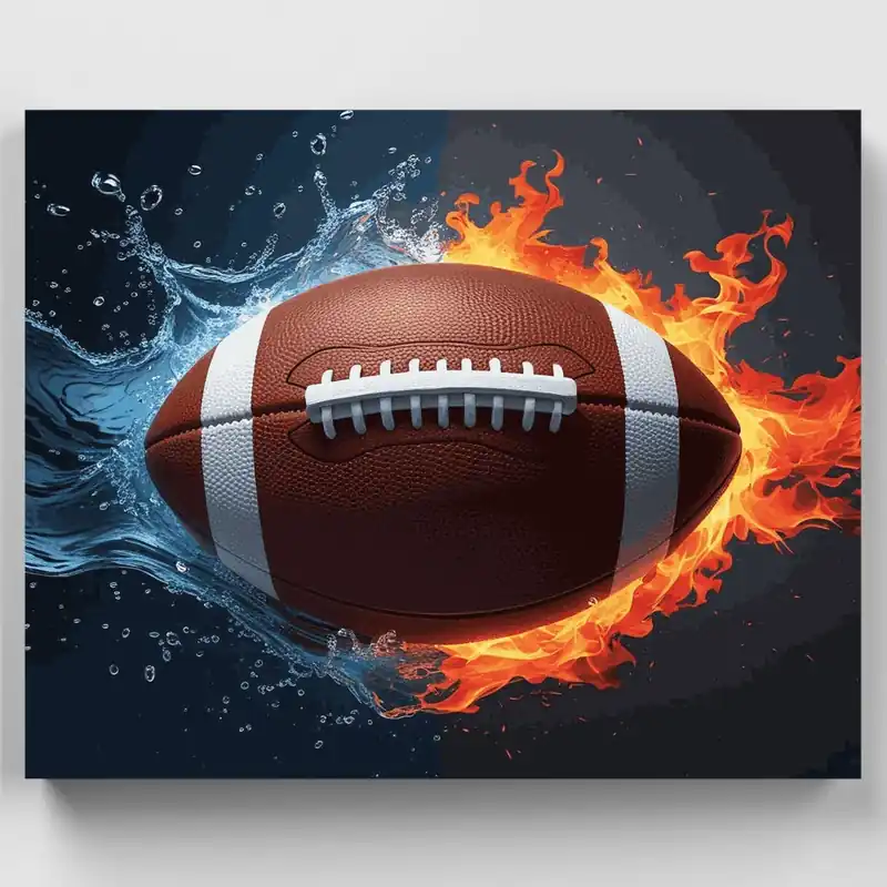 Lujoso Fútbol de Fuego y Agua - Kit de pintar por números - Lienzo Enrollado / 24 Colores