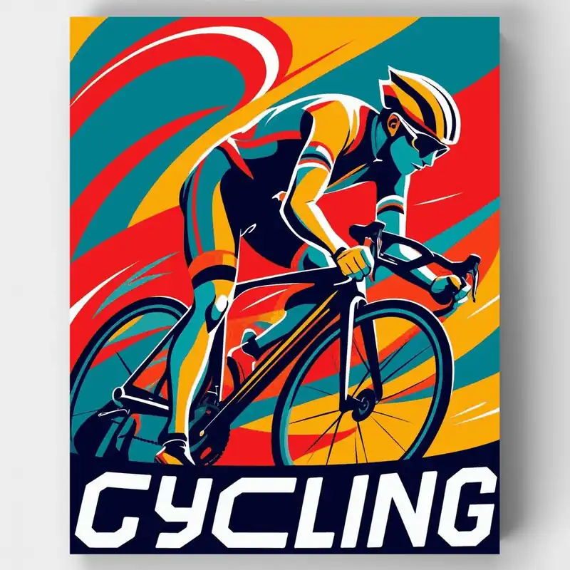 Ciclista Dinámico - Kit de pintar por números - Lienzo Enrollado / 24 Colores Promoción Exclusiva