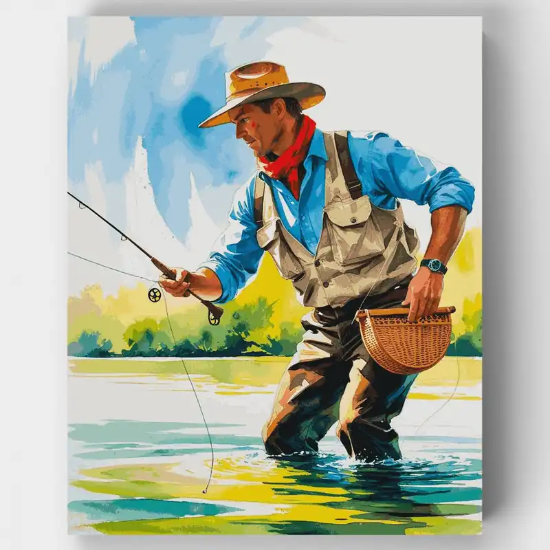Precio Económico Aventura de Pesca con Mosca - Kit de pintar por números - Lienzo Enrollado / 24 Colores