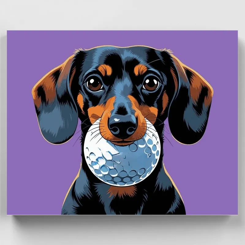 Precio Bajo Dachshund Golfista - Kit de pintar por números - Lienzo Enrollado / 24 Colores