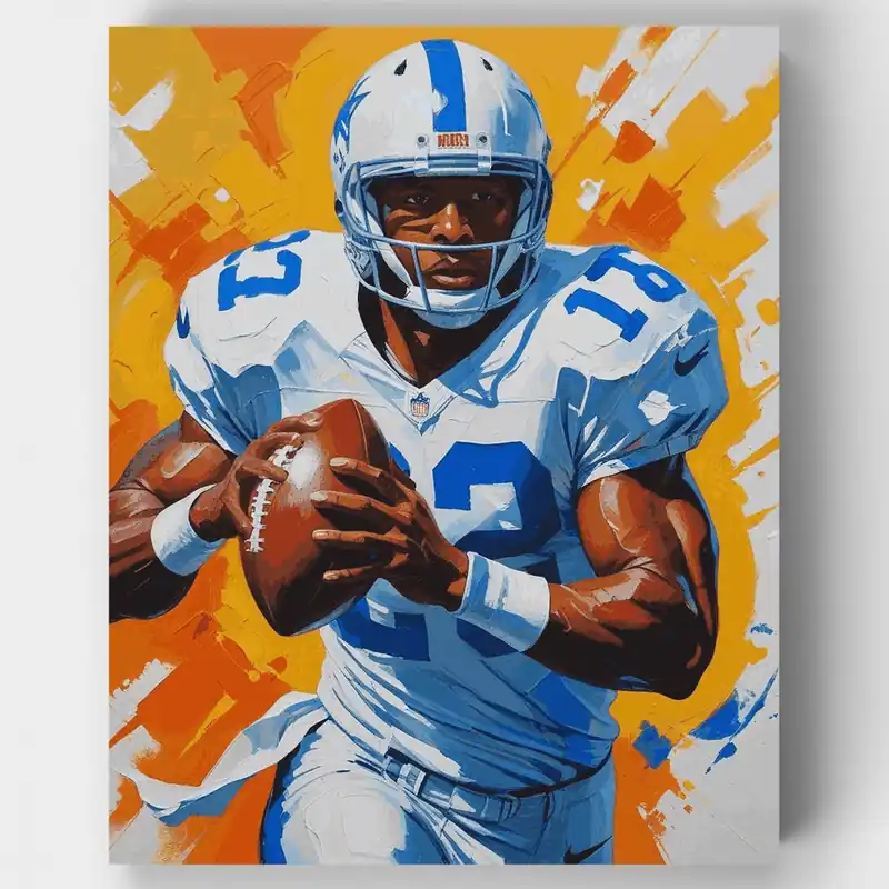 Popular Jugador de Fútbol Americano - Kit de pintar por números - Lienzo Enrollado / 24 Colores