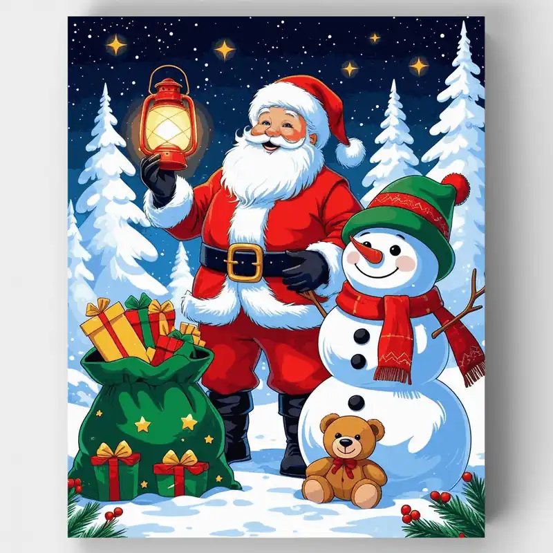 Aventura Nevada de Santa - Kit de pintar por números - Lienzo Enrollado / 24 Colores Promoción