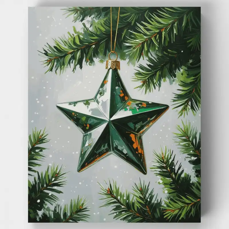Envío Internacional Adorno de Estrella de Navidad - Kit de pintar por números - Lienzo Enrollado / 24 Colores