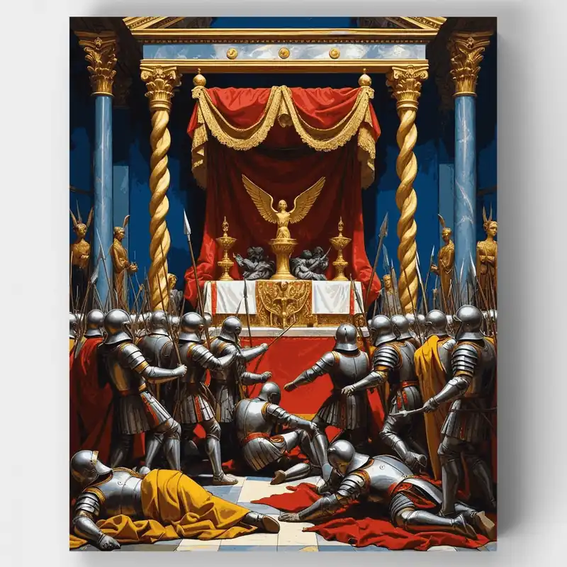 Ceremonia de Caballeros Medievales - Kit de pintar por números - Lienzo Enrollado / 24 Colores Oferta Especial