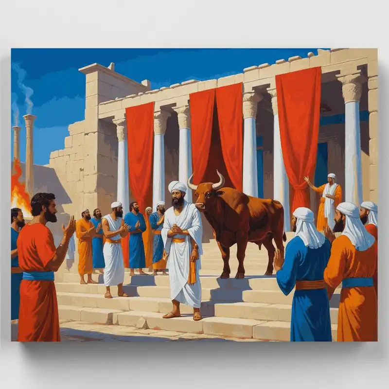 Sacrificio del Templo Antiguo - Kit de pintar por números - Lienzo Enrollado / 24 Colores Profesional