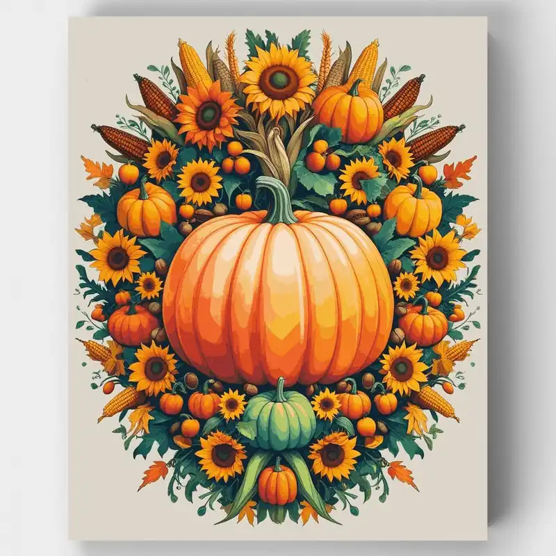 Cosecha de Otoño - Kit de pintar por números - Lienzo Enrollado / 24 Colores Pedido Al Por Mayor