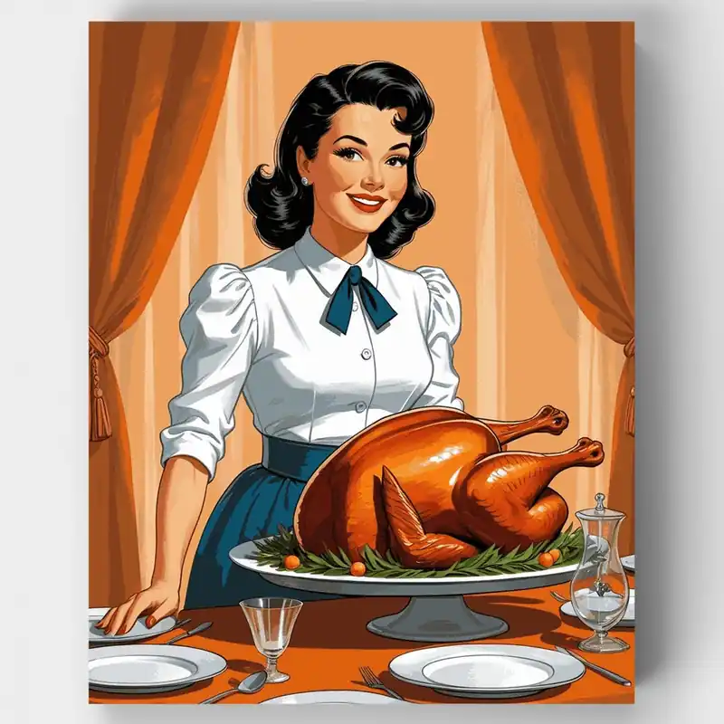 Cena de Acción de Gracias Vintage - Kit de pintar por números - Lienzo Enrollado / 24 Colores Bestseller