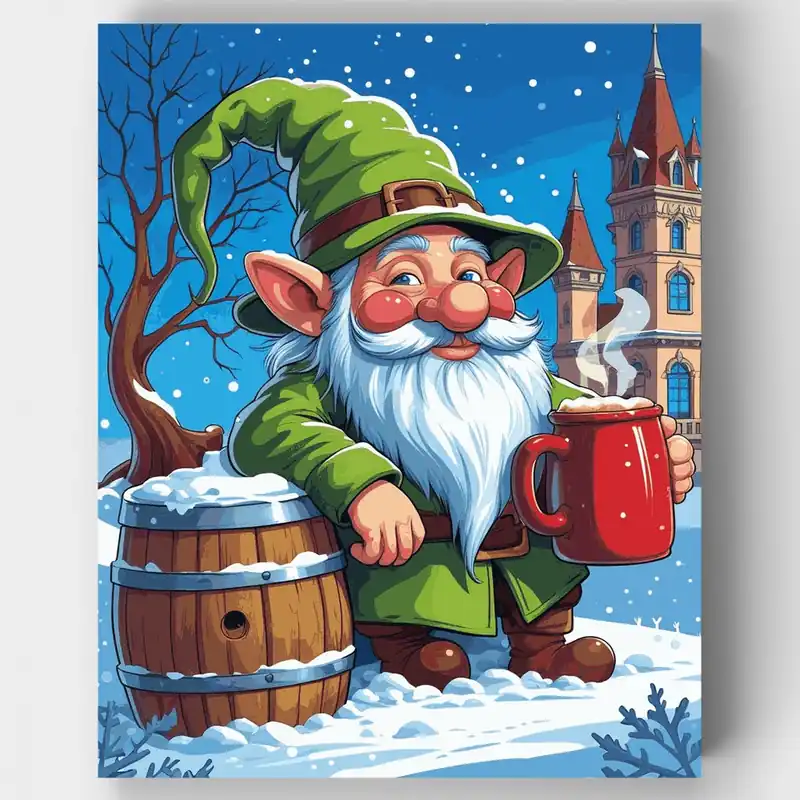 Elfo de Navidad con Jarra de Cerveza - Kit de pintar por números - Lienzo Enrollado / 24 Colores Directo De Fábrica