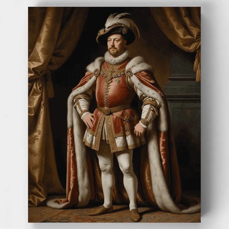 Marca Reconocida Retrato Real en Túnicas Ceremoniales - Kit de pintar por números - Lienzo Enrollado / 24 Colores